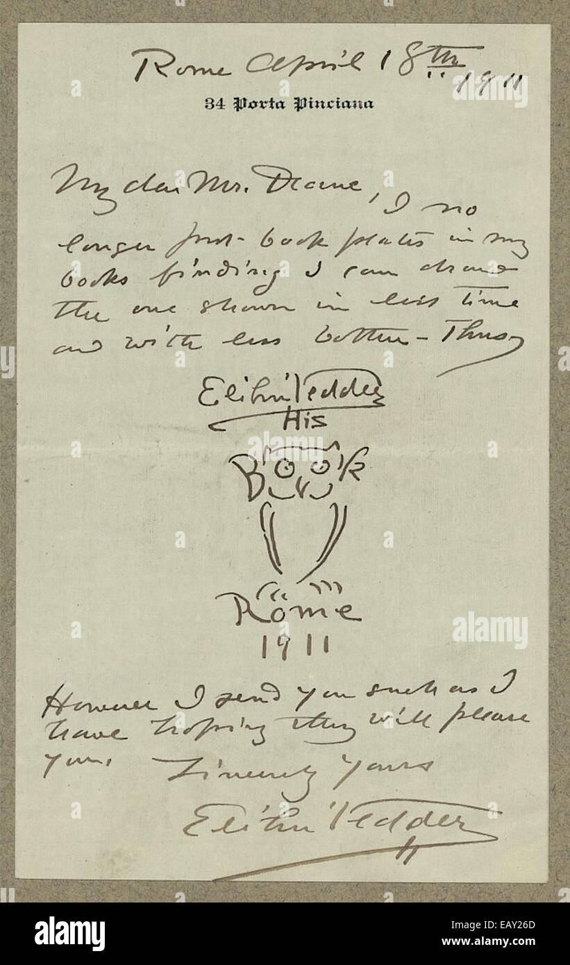 [Carta manuscrita del artista, Elihu Vedder a Ruthven Deane, Con 154