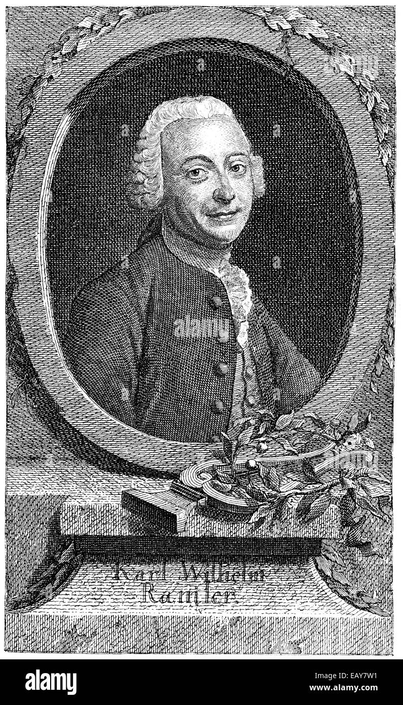 Karl Wilhelm Ramler, 1725 - 1798, un poeta y filósofo alemán, 1800, Karl Wilhelm Ramler, (1725 - 1798), ein deutscher Dichter Foto de stock