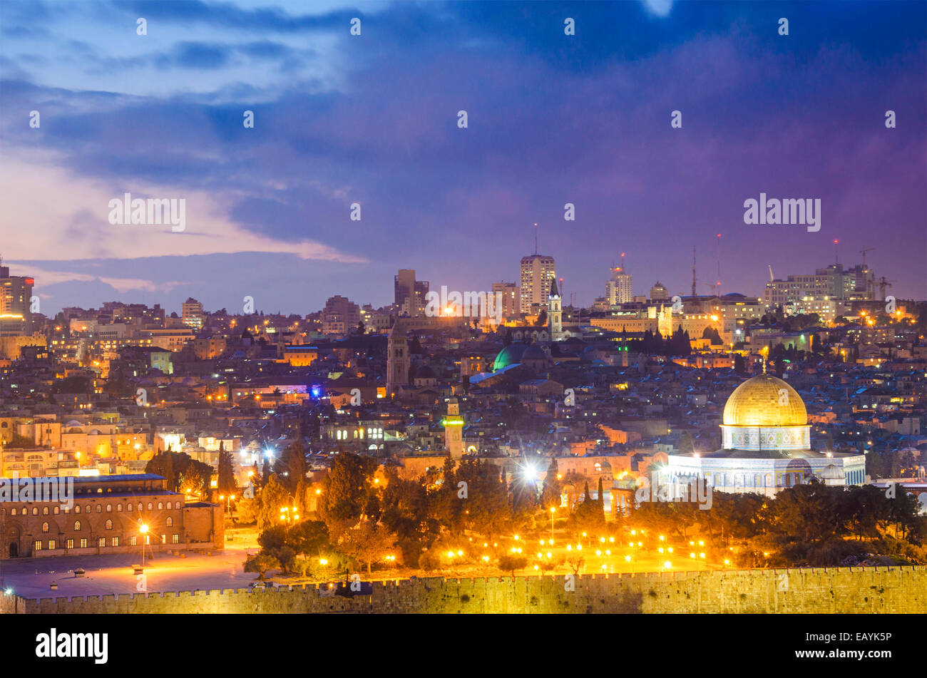Jerusalén, Israel antiguo panorama de la ciudád. Foto de stock