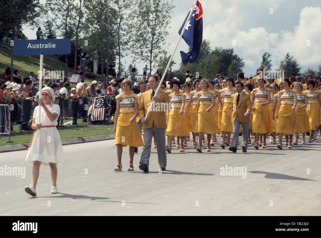 Juegos Olímpicos de 1976 en Montreal, Canadá, el desfile de los atletas en las ceremonias de apertura, el equipo australiano Foto de stock