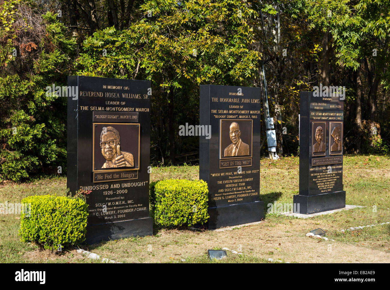Monumentos en honor a dirigentes del "domingo sangriento" de marzo el 7 de marzo de 1965, Selma, Alabama, EE.UU. Foto de stock