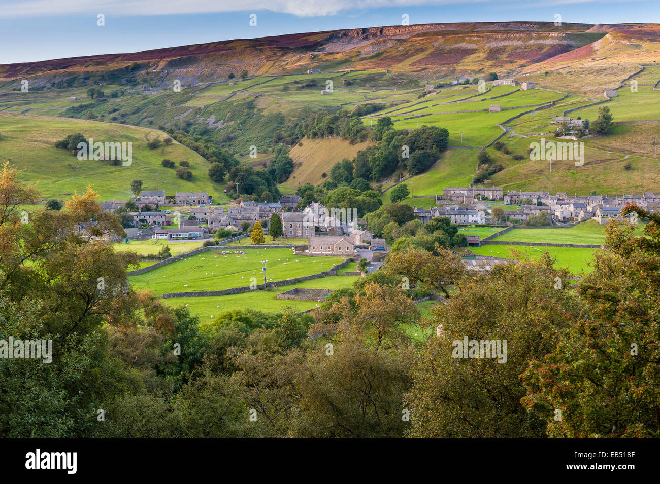 La aldea de Swaledale Gunnerside , en los valles de Yorkshire, en Yorkshire, Inglaterra, Gran Bretaña, Reino Unido Foto de stock