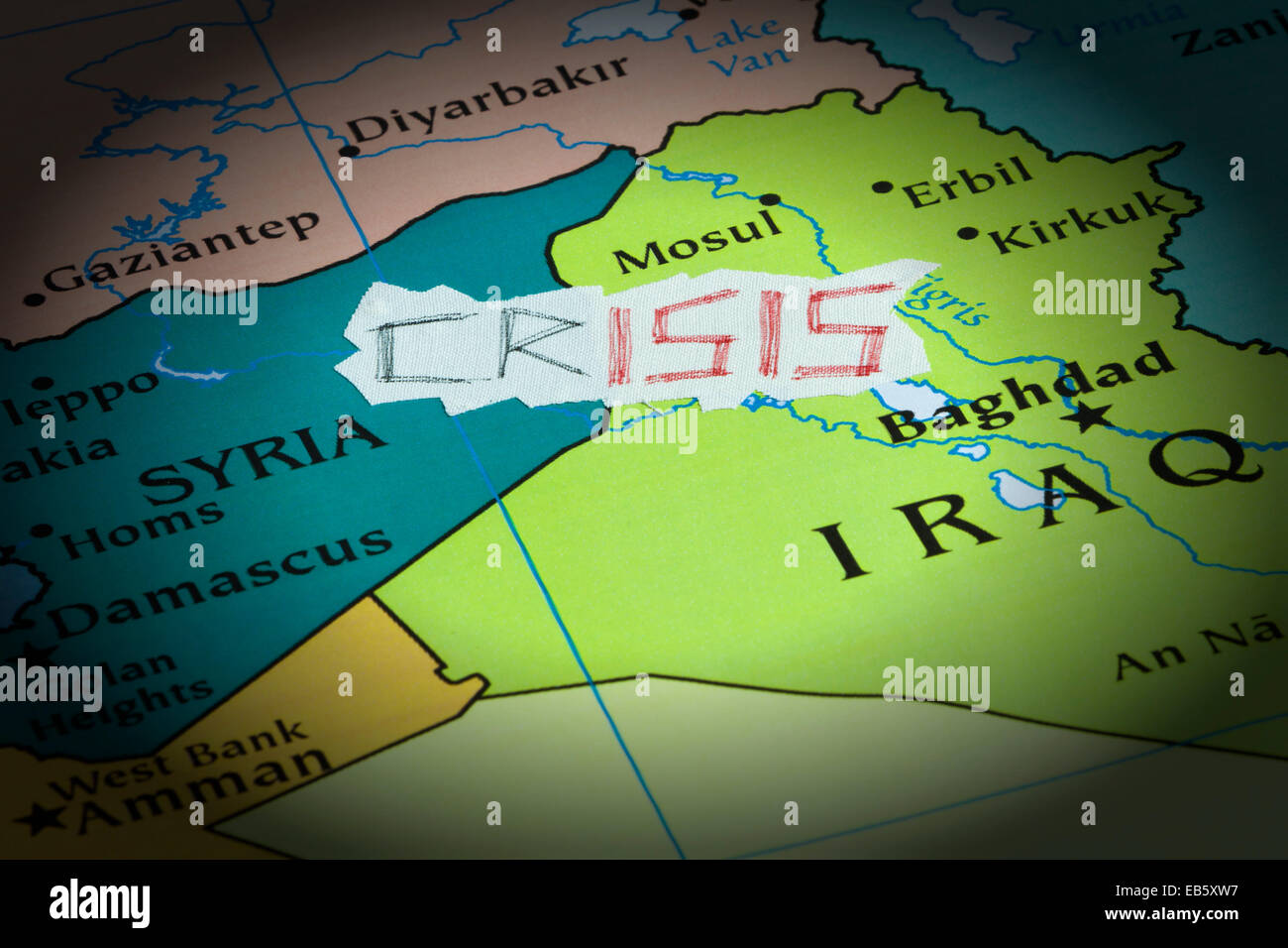 Representación conceptual de la crisis causada por el Estado Islámico Foto de stock