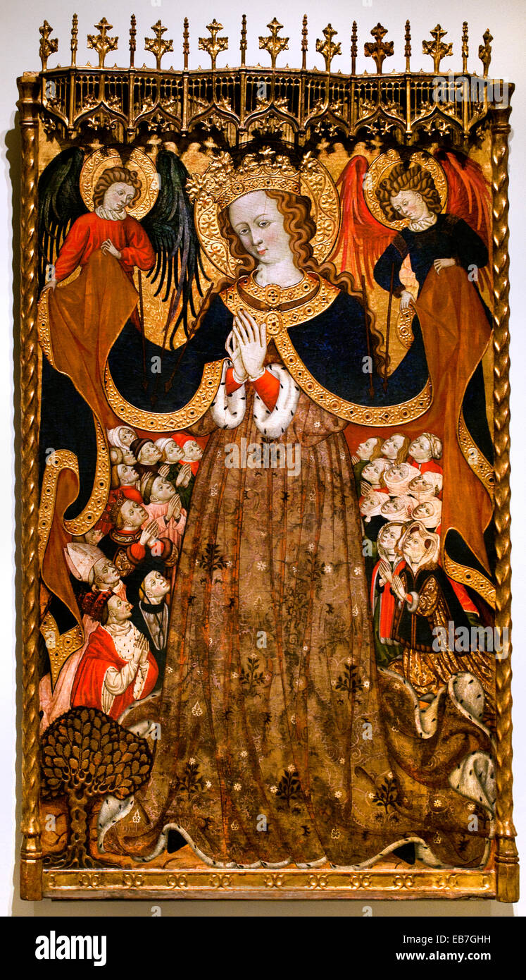 Virgen de la misericordia por Bonanat Zaortiga documentados en Zaragoza España 1403-1446 Arte gótico medieval Foto de stock