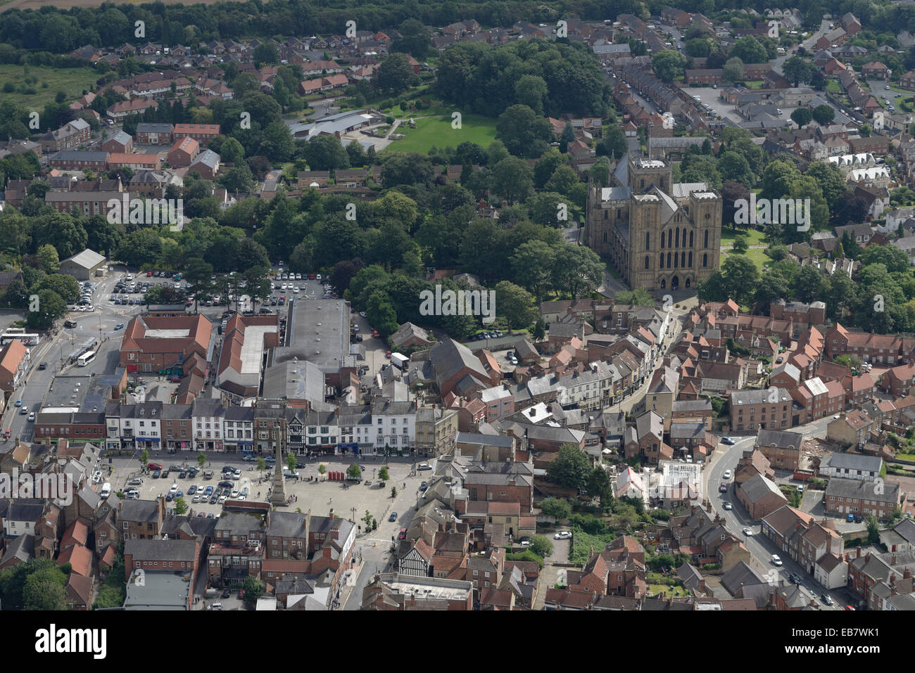 Una vista aérea del centro de Ripon, una ciudad en North Yorkshire Foto de stock