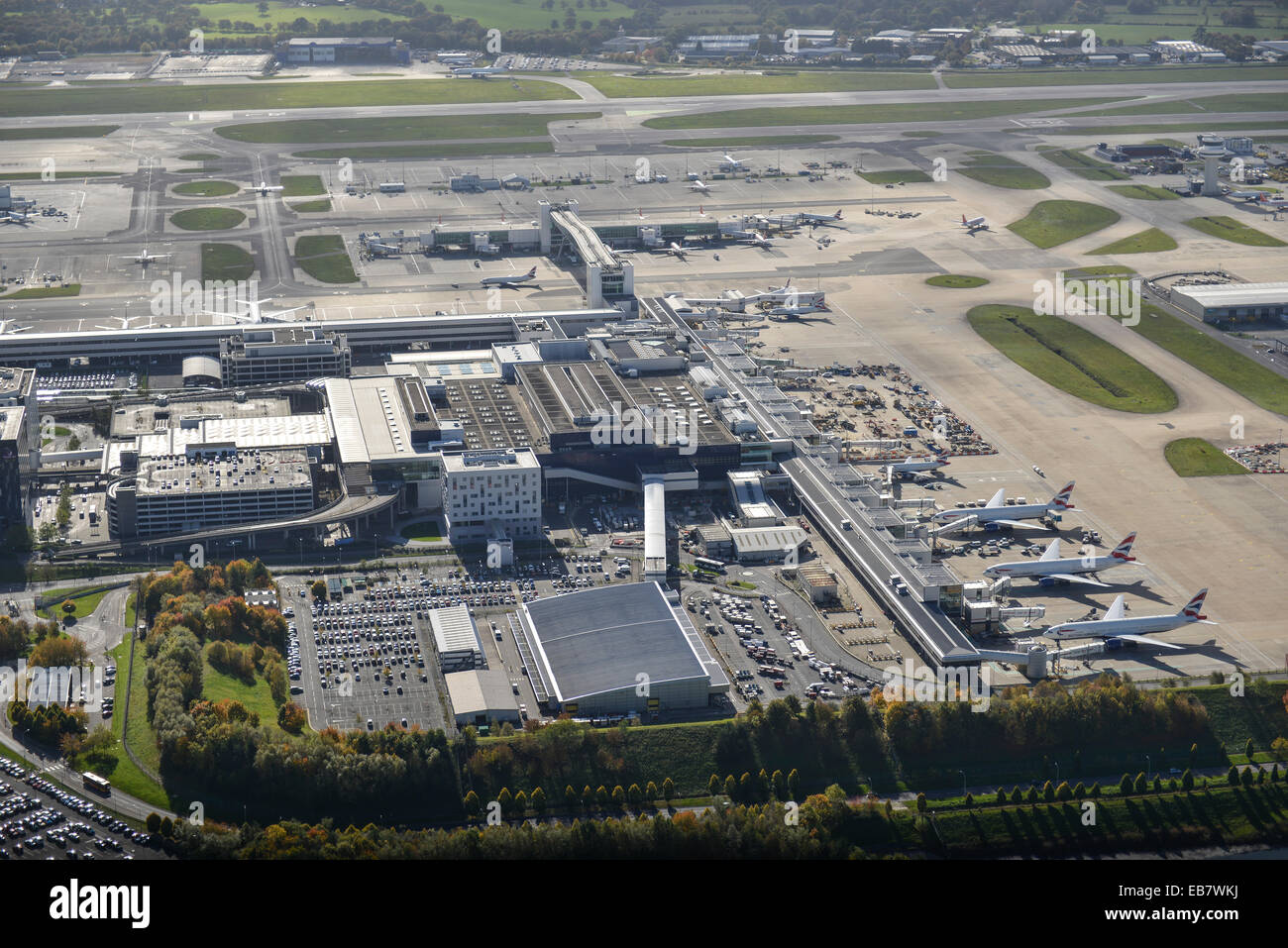 Una vista aérea del aeropuerto de Gatwick Terminal Norte Fotografía de