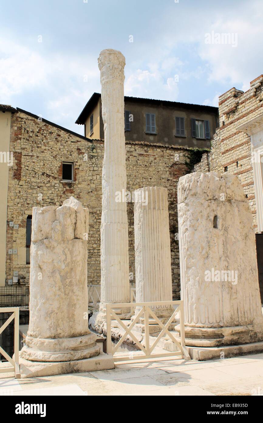 Ruinas Romanas en Brescia, en el norte de Italia Foto de stock