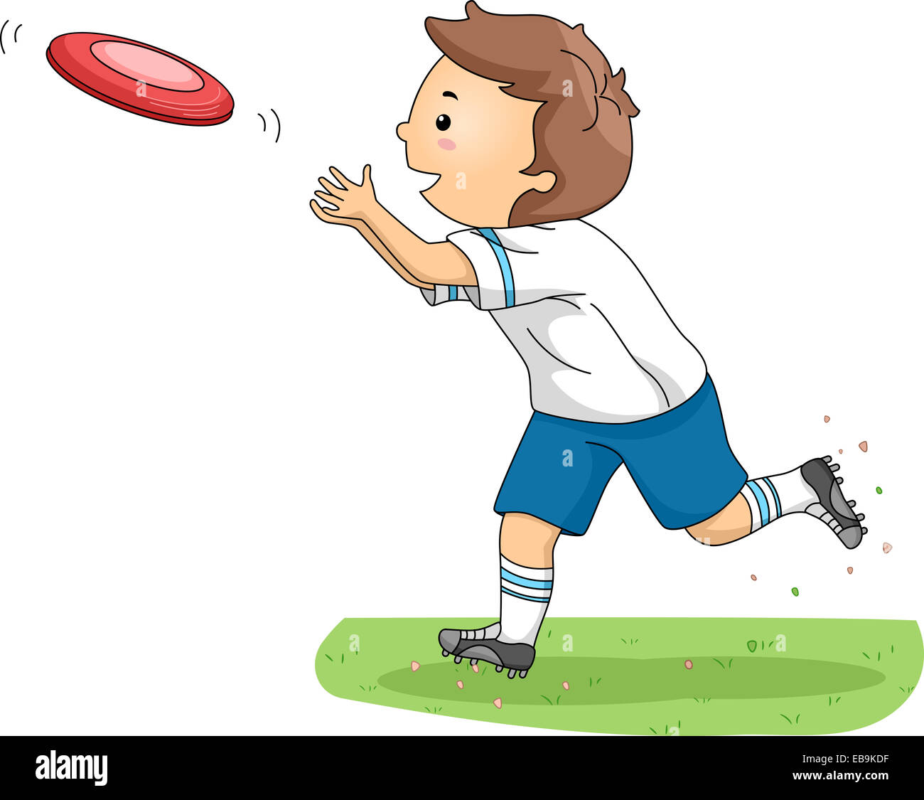 Ilustración de un muchacho de atrapar un Frisbee Fotografía de stock - Alamy