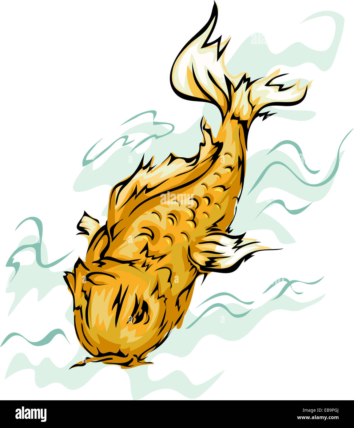Ilustración con un Golden koi fish Foto de stock