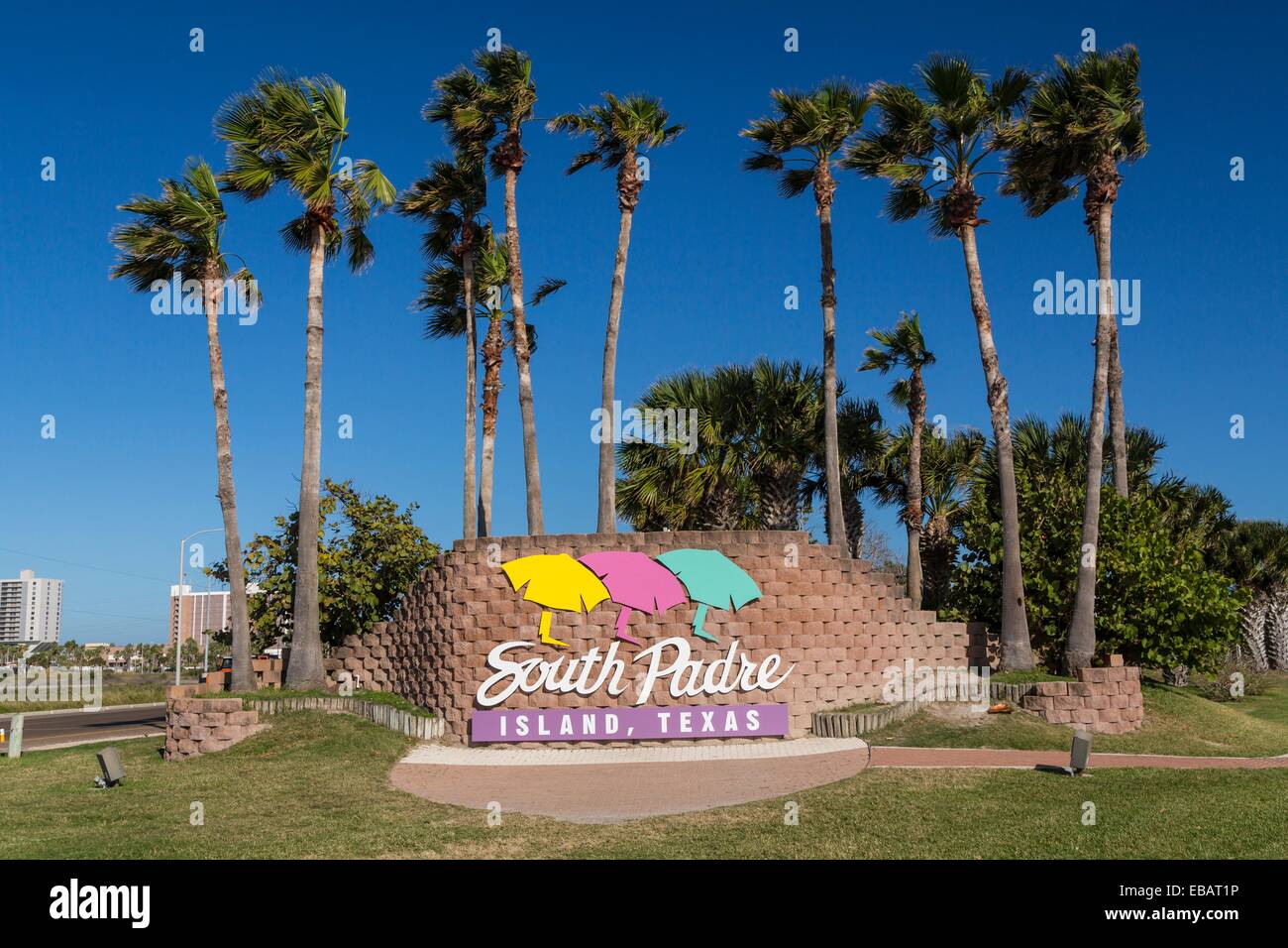 El cartel a la entrada de South Padre Island, Texas,  Fotografía de  stock - Alamy