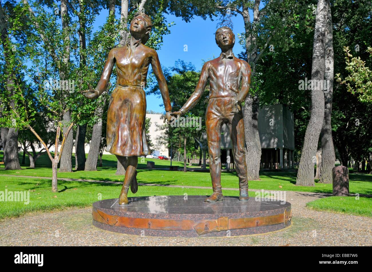 Pioneros de la futura estatua del Capitolio del Estado de Dakota del Norte Bismarck ND Foto de stock