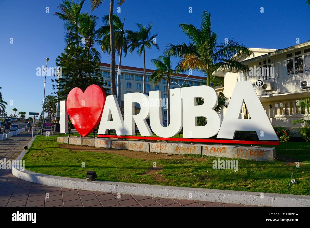 Me encanta signo Aruba Oranjestad Antillas Holandesas del Caribe NA Foto de stock