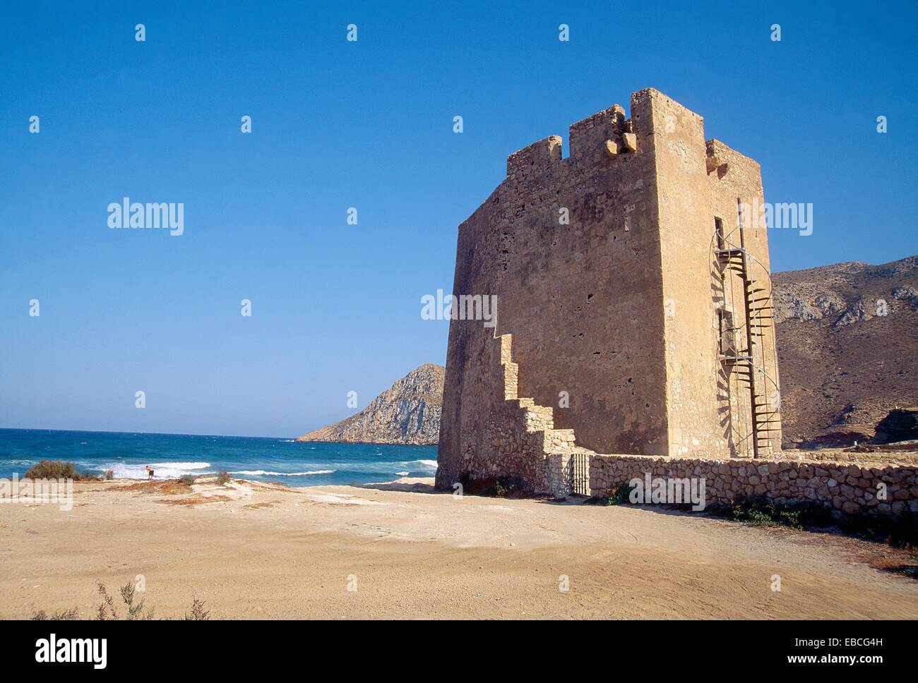 Torre Medieval. Cabo Cope, provincia de Murcia, España. Foto de stock