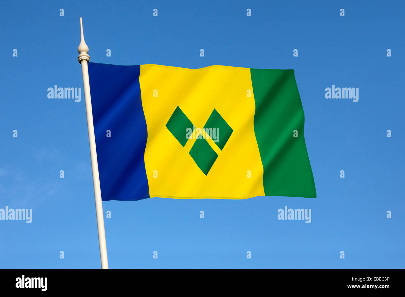 Bandera de San Vicente y las Granadinas Foto de stock