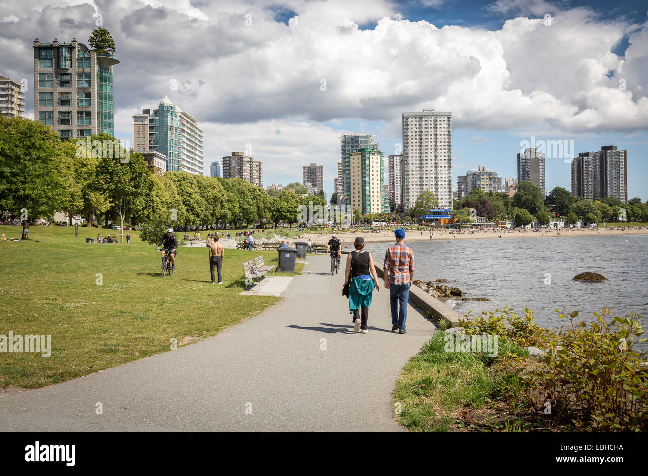 English Bay y Stanley Park, Vancouver, British Columbia, Canadá, América del Norte. Foto de stock