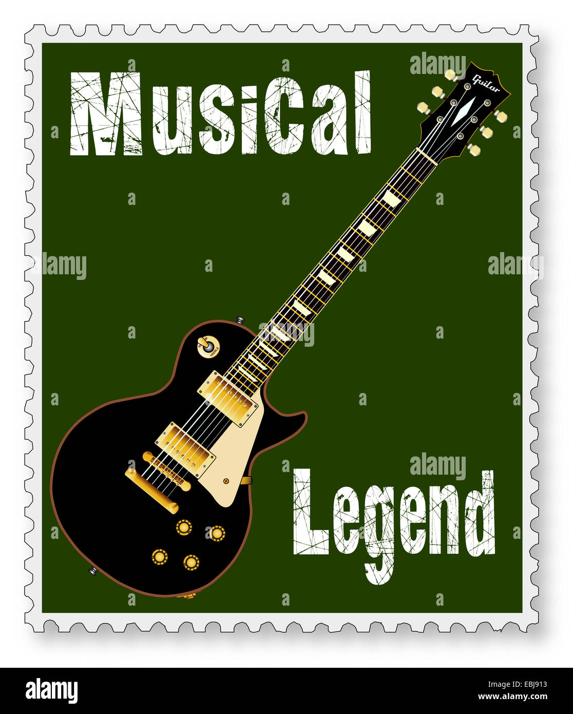 Un sello con una sólida base de blues y rock de guitarra eléctrica sobre un  fondo blanco Fotografía de stock - Alamy