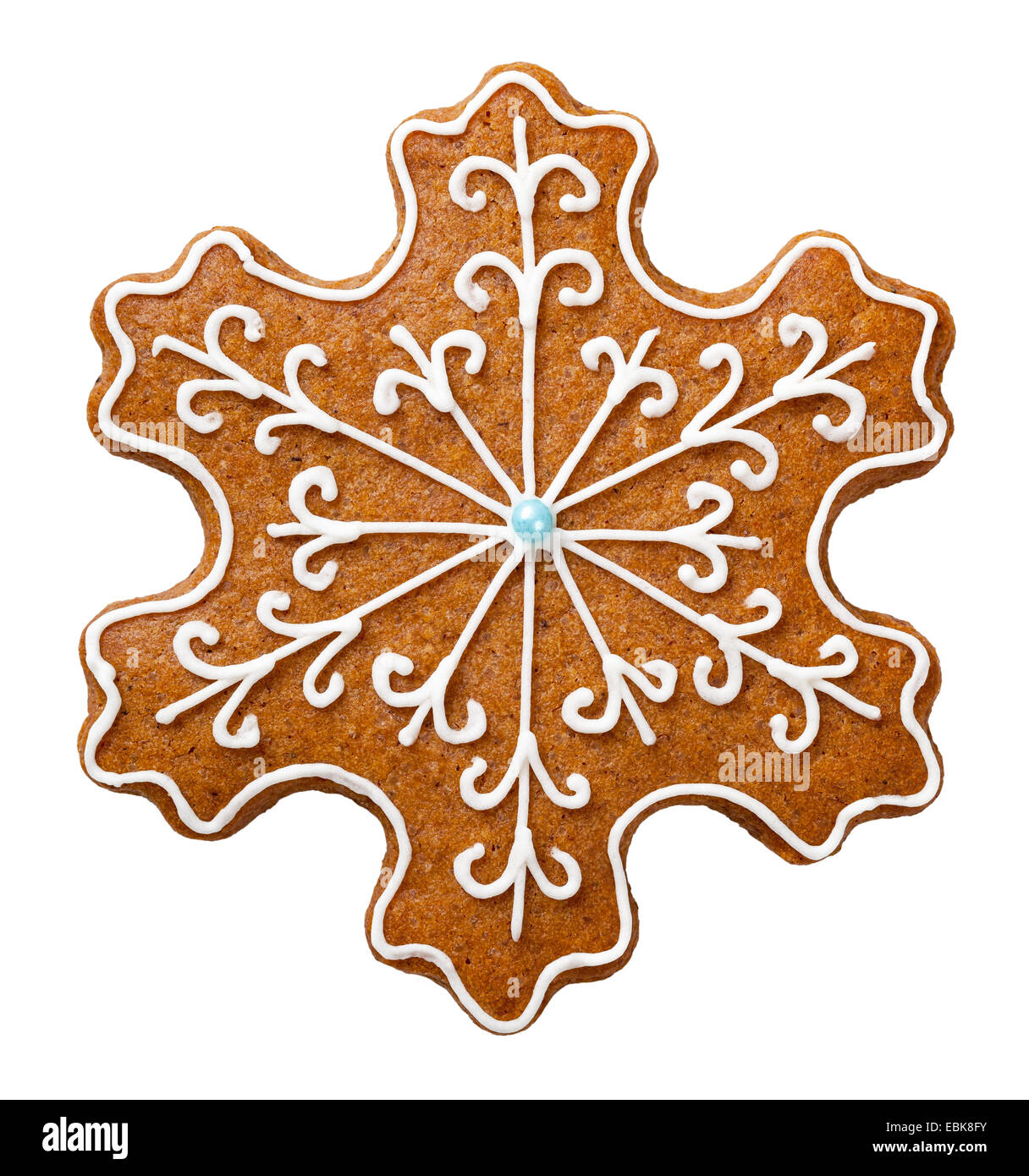 Galletas de jengibre para Navidad aislado sobre fondo blanco. Forma de estrella cookie Foto de stock