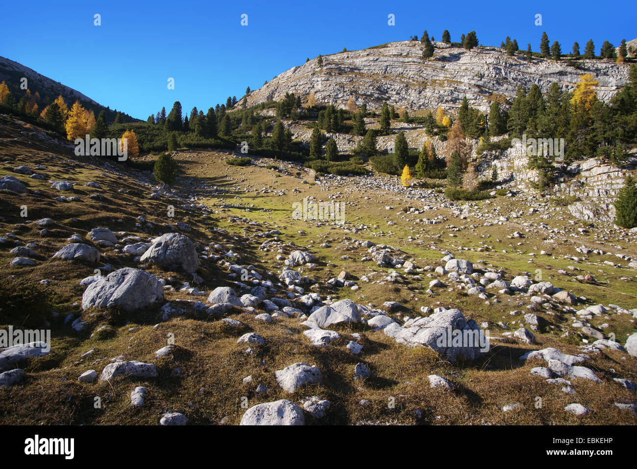 Paisaje de montaña de Fanes, Parque Nacional de Italia, el Tirol del Sur, Fanes National Park Foto de stock