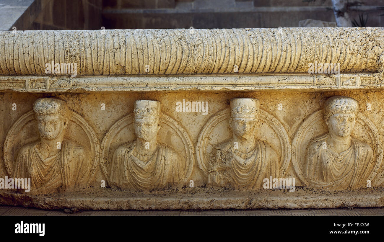 El arte romano de Siria. Retratos. Alivio. Jardines del museo arqueológico de Palmira. Tadmor. Foto de stock