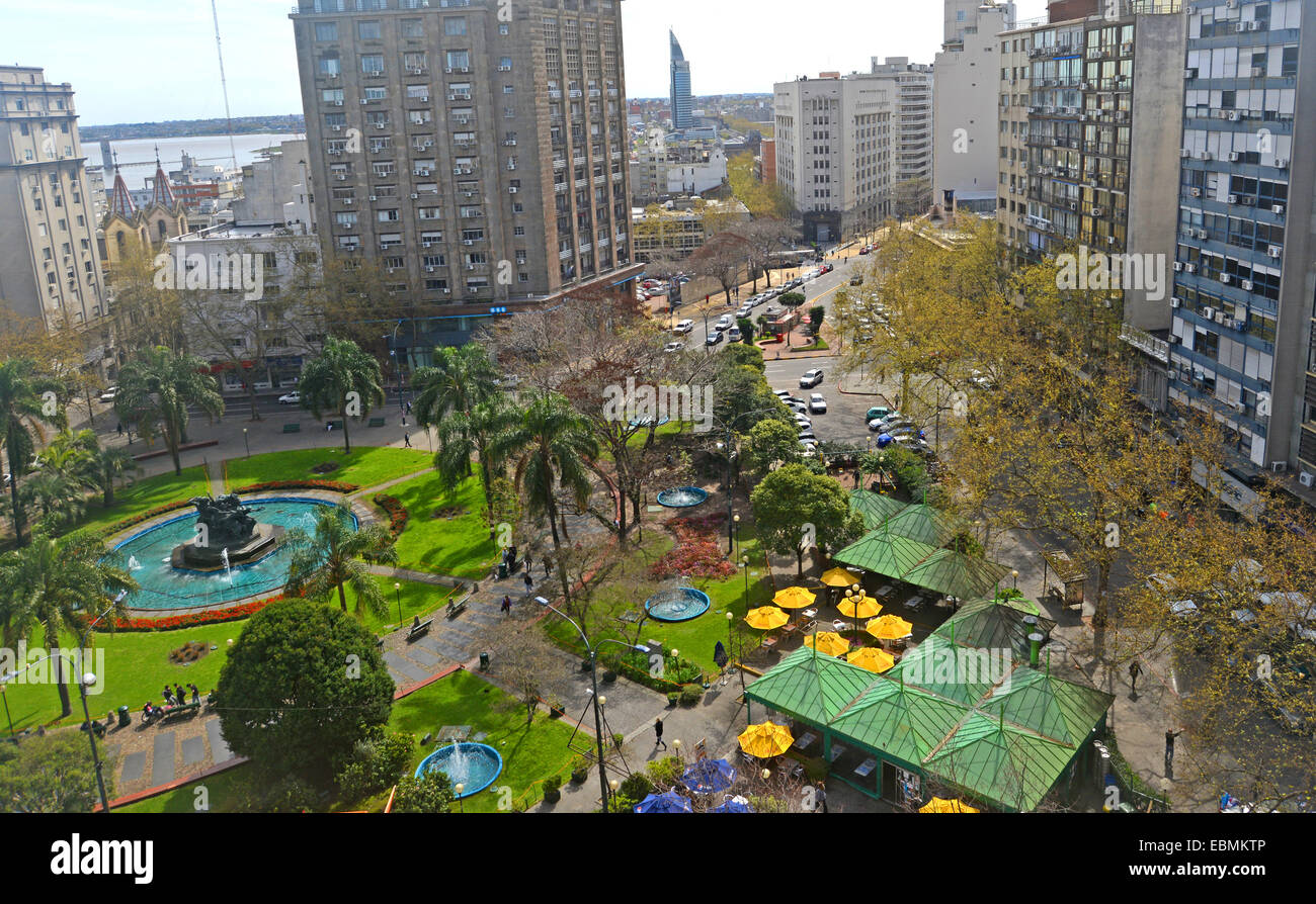 Vista aérea de la Plaza Fabini Montevideo Uruguay Foto de stock