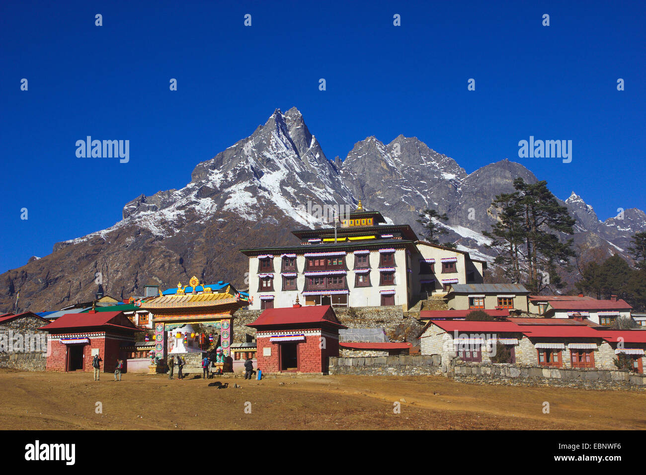 Tengboche monasterio en paisajes de montaña, Nepal, Himalaya, Khumbu Himal Foto de stock