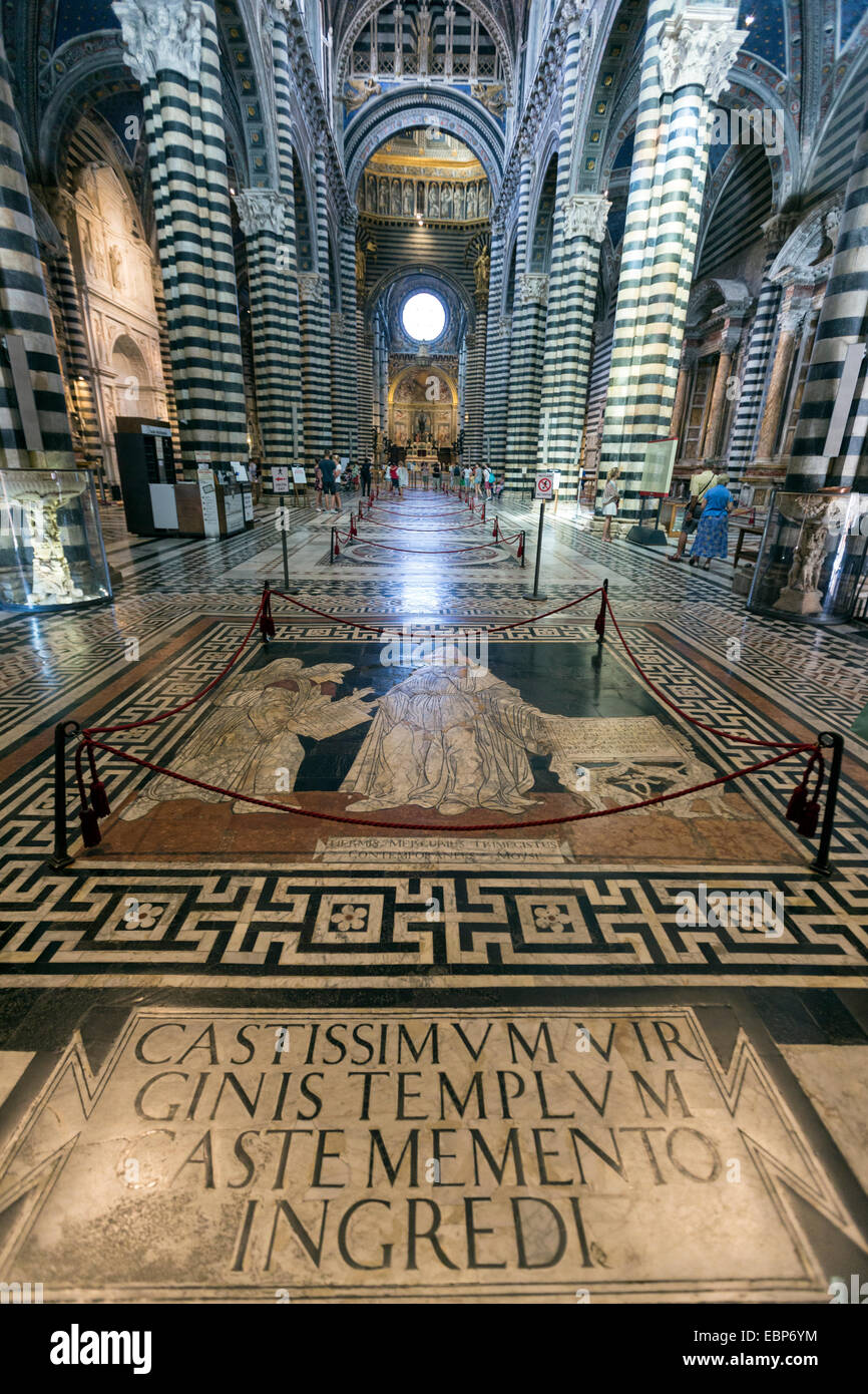 Piso de mosaico de mármol con incrustaciones, la catedral de Siena