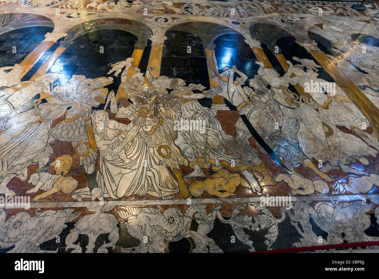 La matanza de los inocentes, incrustaciones de mármol mosaicos en el