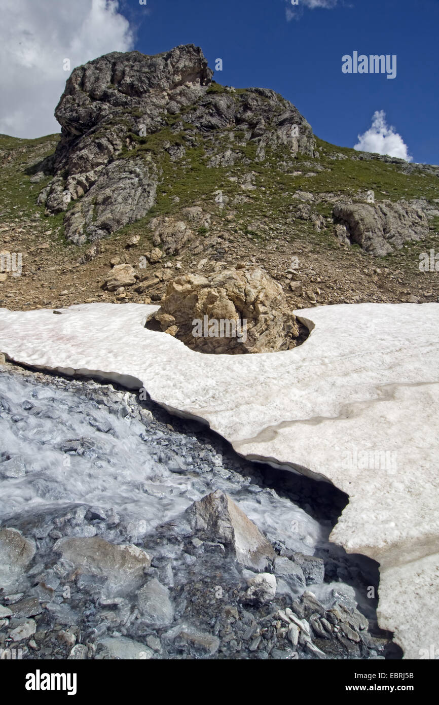 Flujo glaciar, Francia, Savoie, Parque Nacional de Vanoise Foto de stock