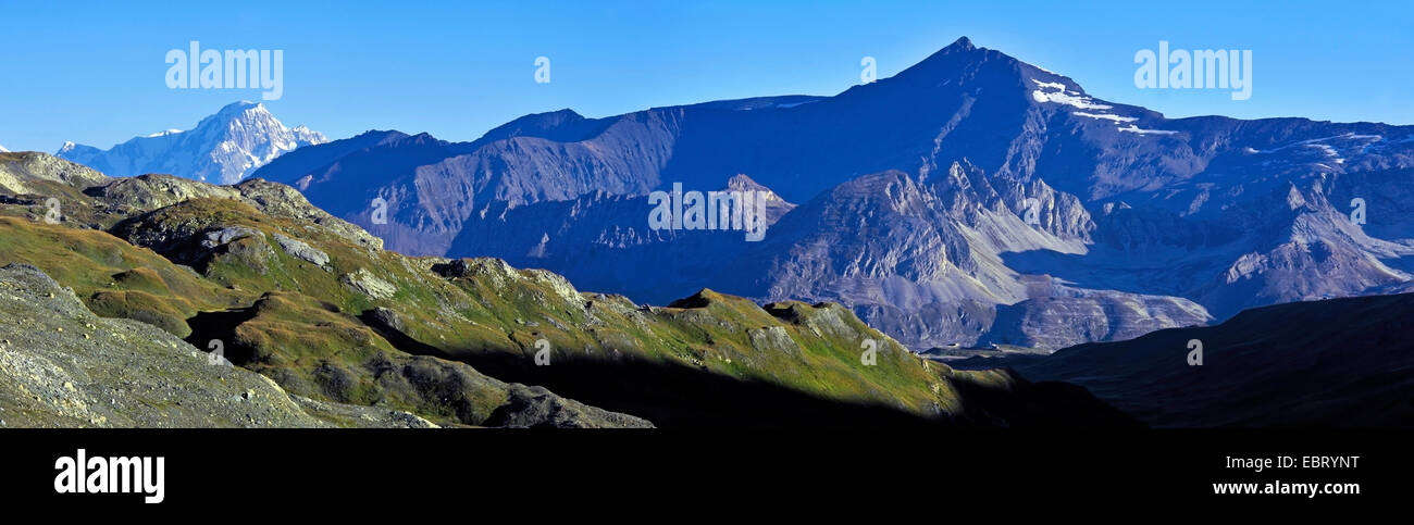 Vistas al Mont Blanc, Francia, Savoie, Parque Nacional de Vanoise Foto de stock