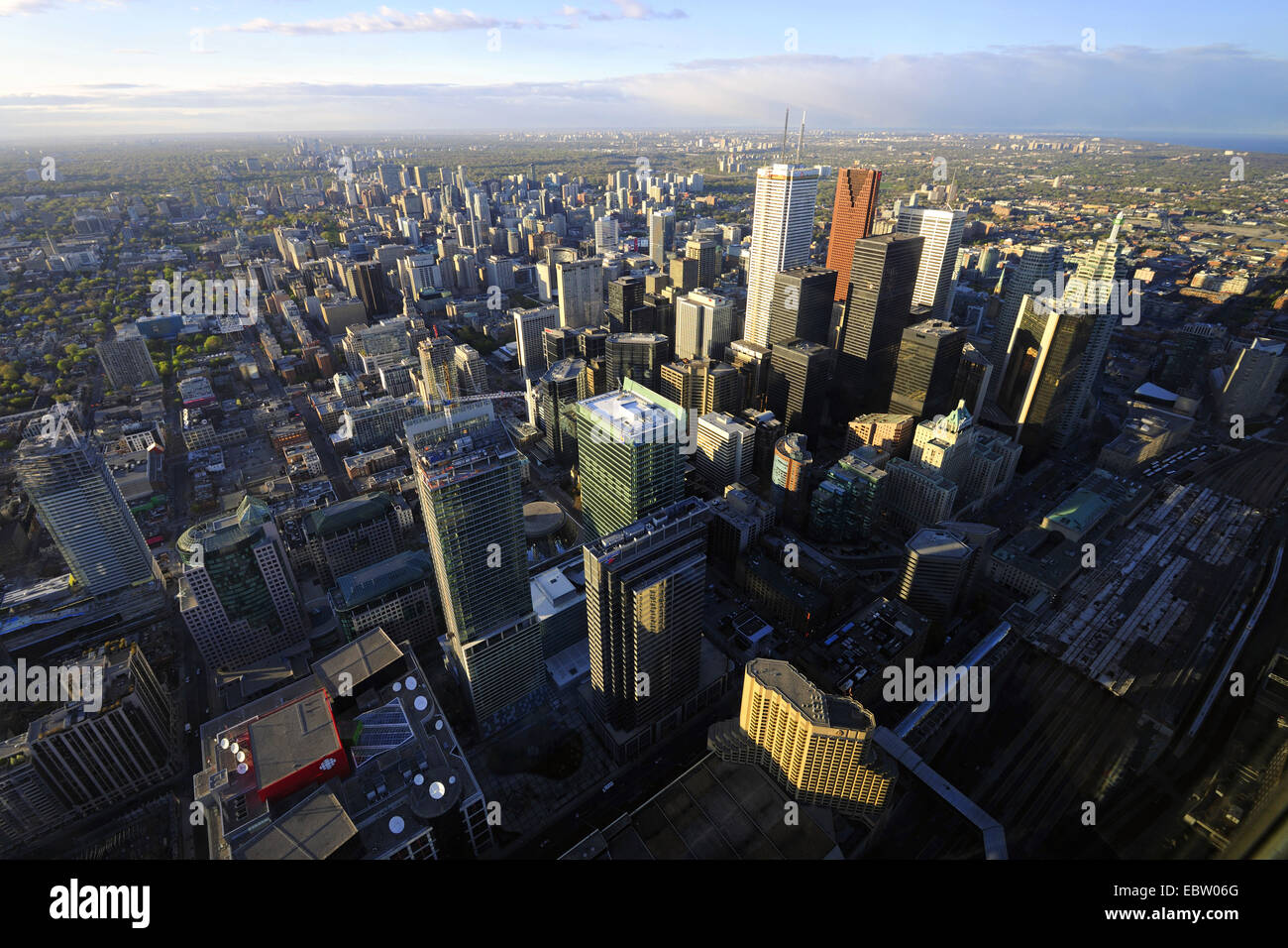 Vista de la ciudad de Toronto de la CN Tower, Toronto, Ontario, Canadá Foto de stock