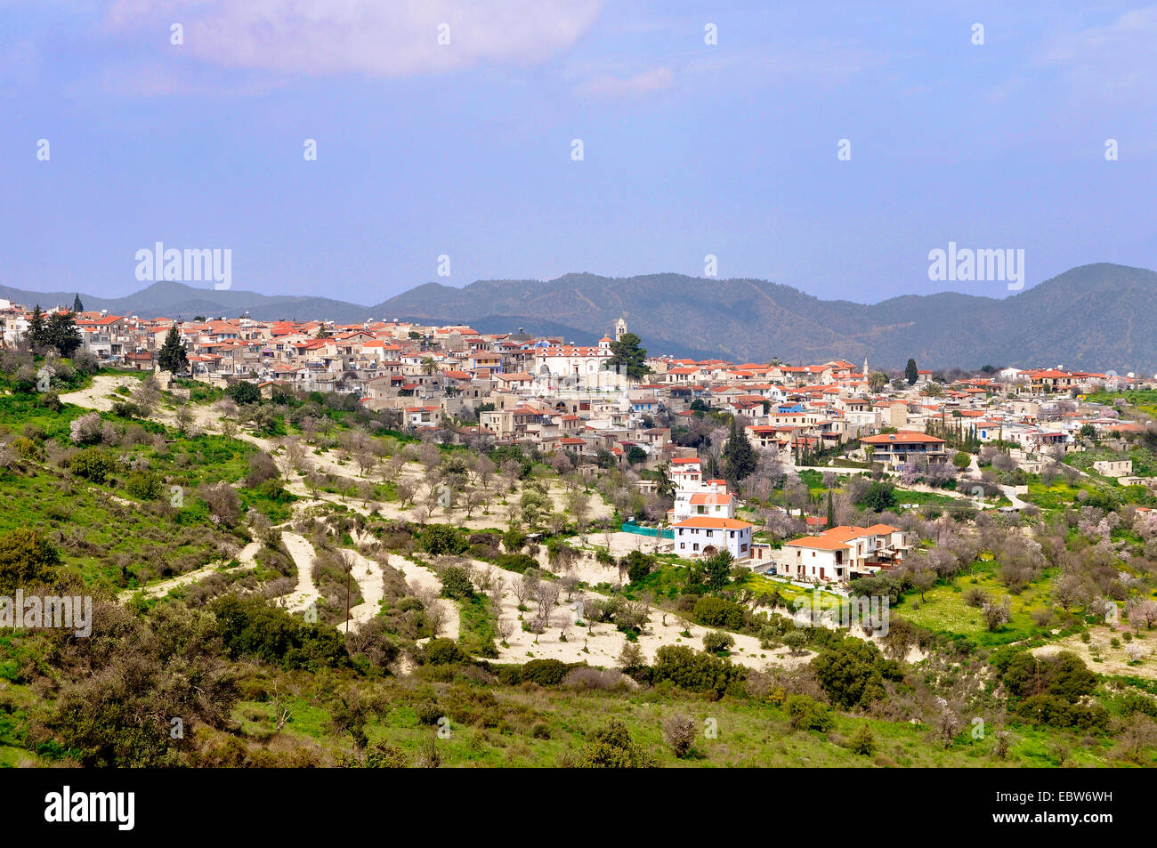 Vista de Pano Lefkara, Chipre, Pano Lefkara. Foto de stock