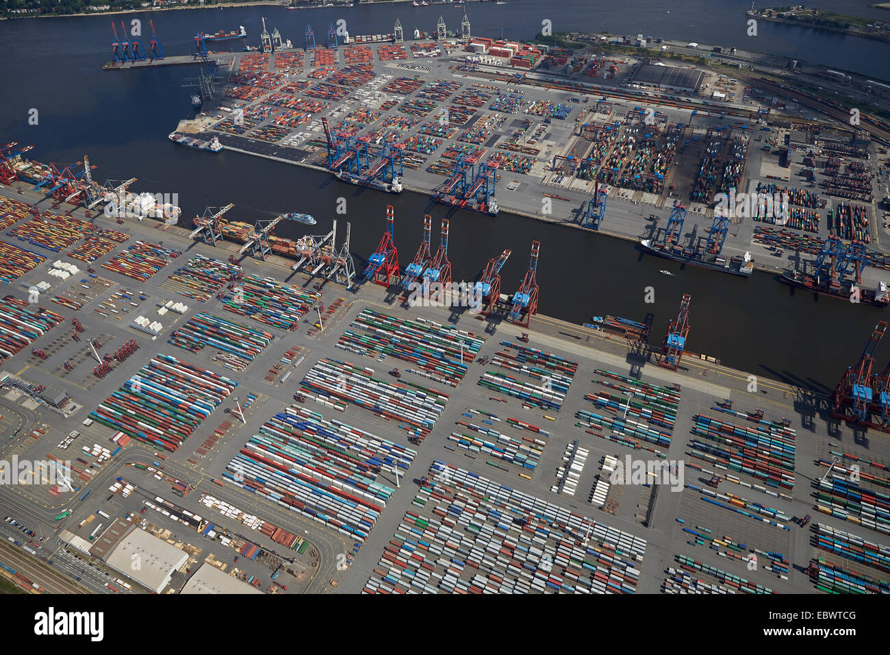Vista aérea, Terminal de Contenedores en el puerto de Hamburgo, Hamburgo, Hamburgo, Alemania. Foto de stock