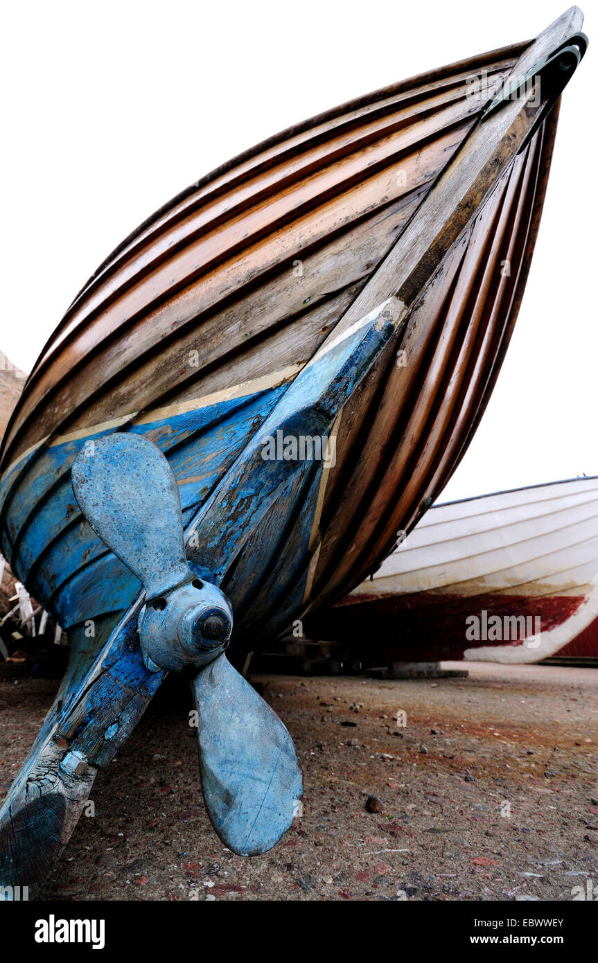 Barco de madera con un tornillo, Suecia Foto de stock