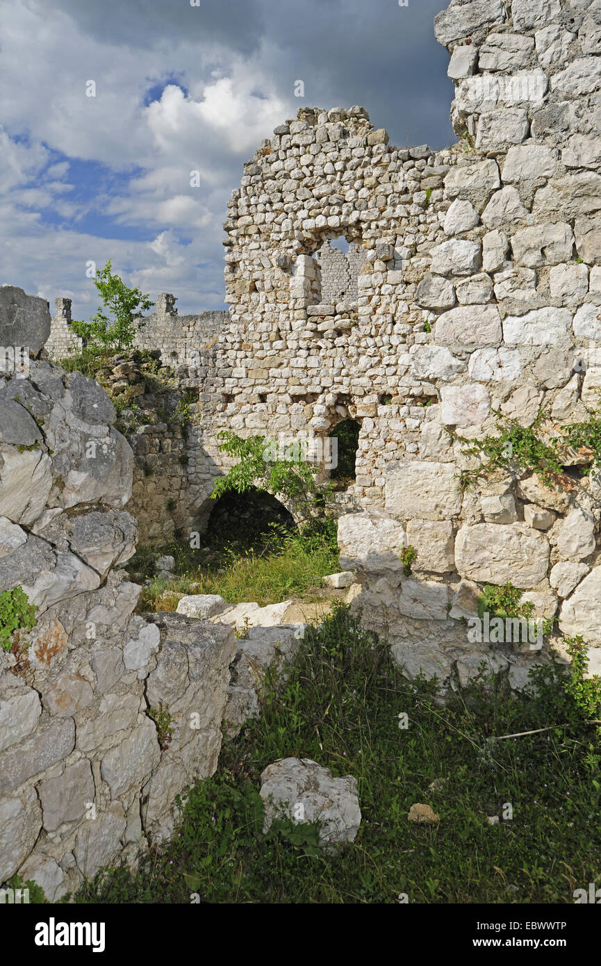 Vrana histórico castillo ruina, Croacia, Dalmatien, Naturpark Vrana ver Foto de stock