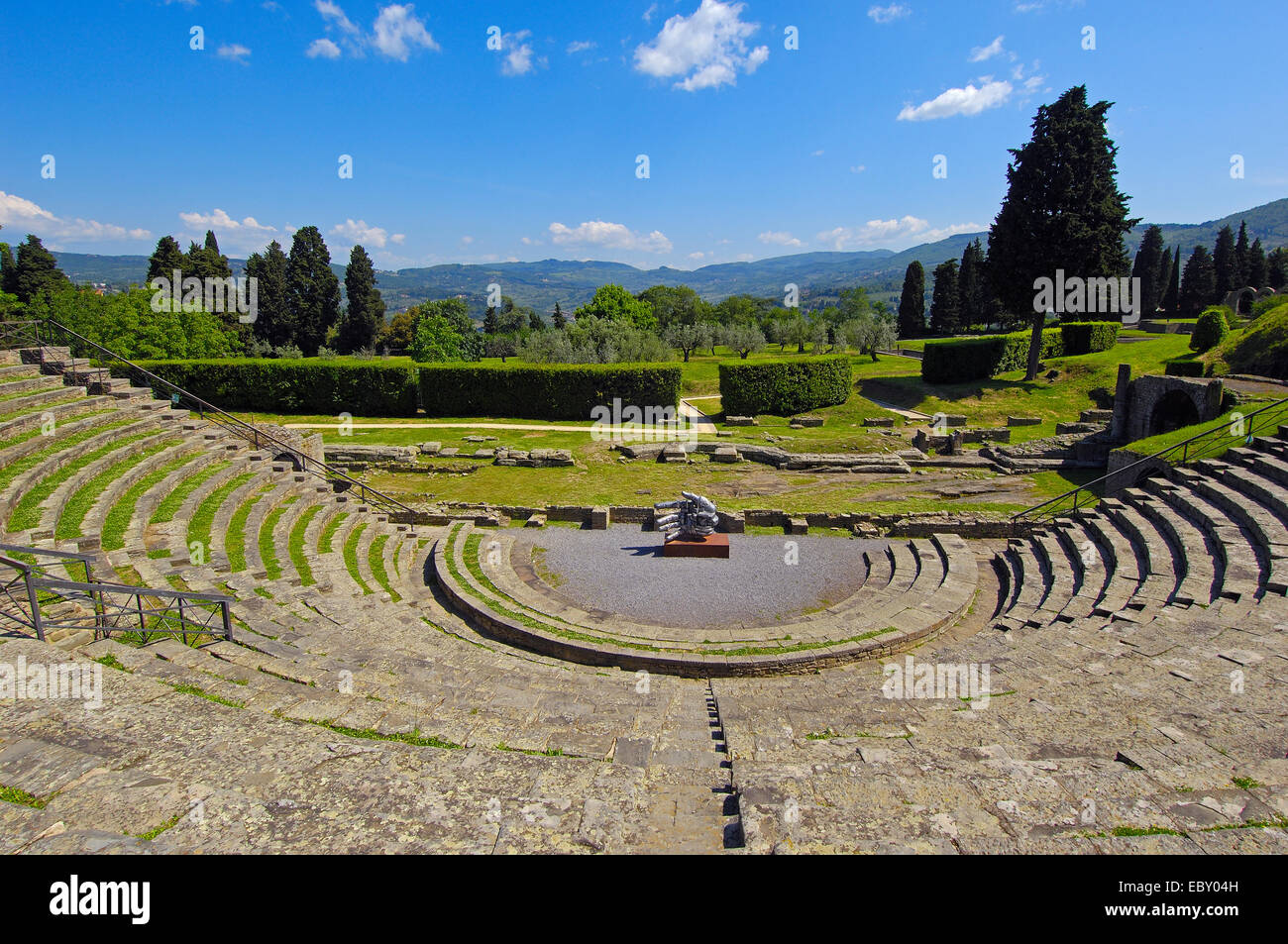 El Teatro Romano de Fiesole, provincia de Florencia, Toscana, Italia, Europa Foto de stock