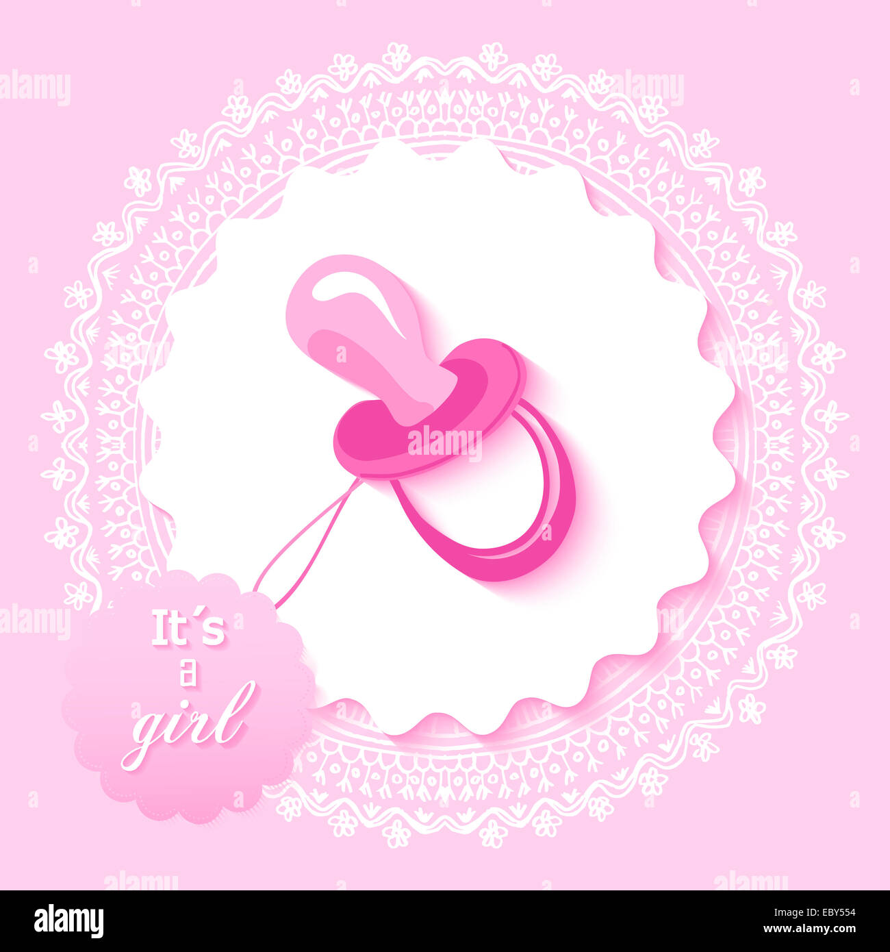 Baby shower niña diseño de tarjeta de invitación a una niña con su texto y  rosa chupete. Archivo vectorial EPS10 organiza en capas para su fácil e  Fotografía de stock - Alamy