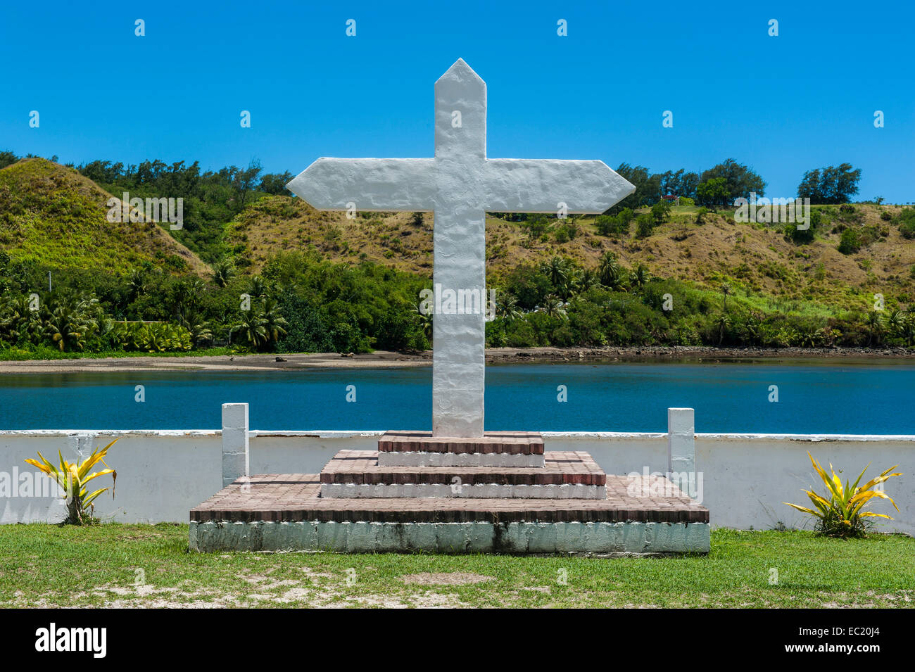 Cruz en Umatac, Guam, territorio estadounidense, el Pacífico Foto de stock