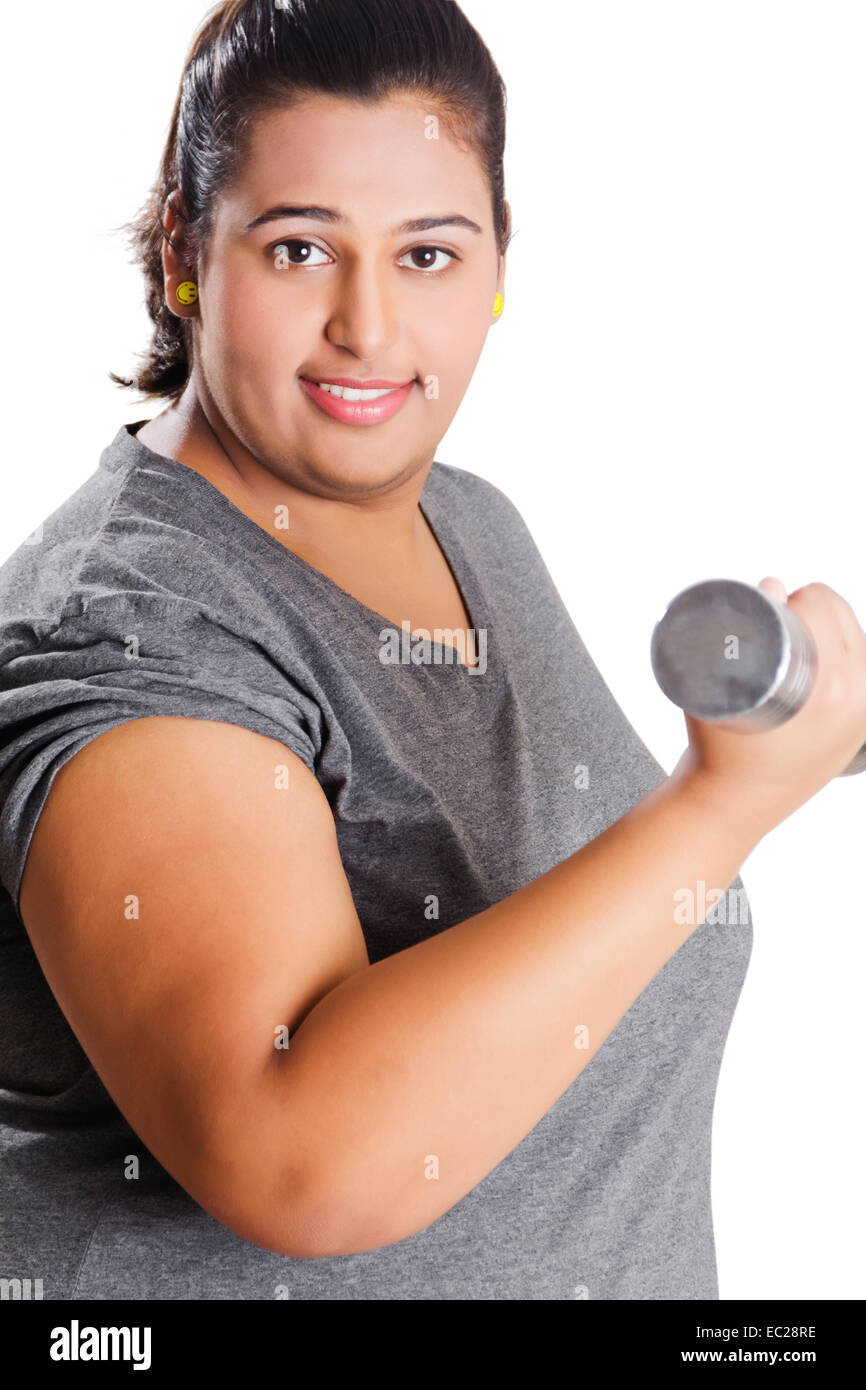 Obesos indio Lady ejercitarse Foto de stock