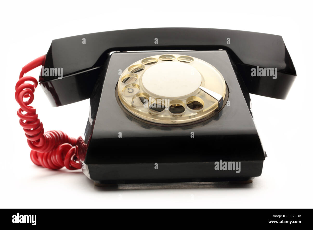 Viejo teléfono negro con dial Foto de stock