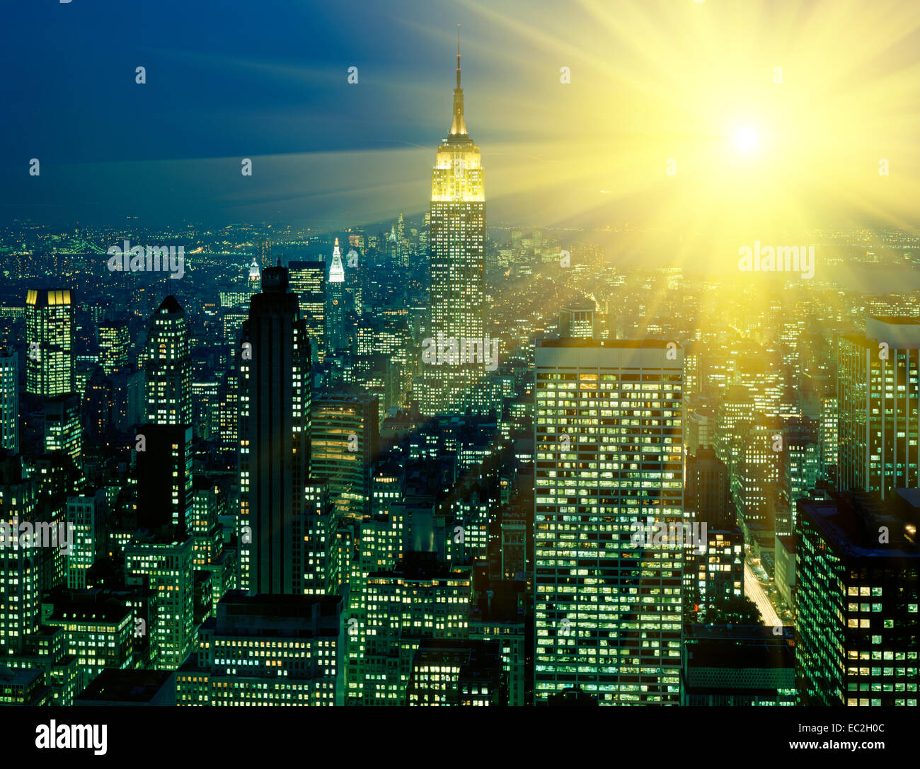 Interpretación generados por ordenador de la explosión en la Ciudad de Nueva York Foto de stock