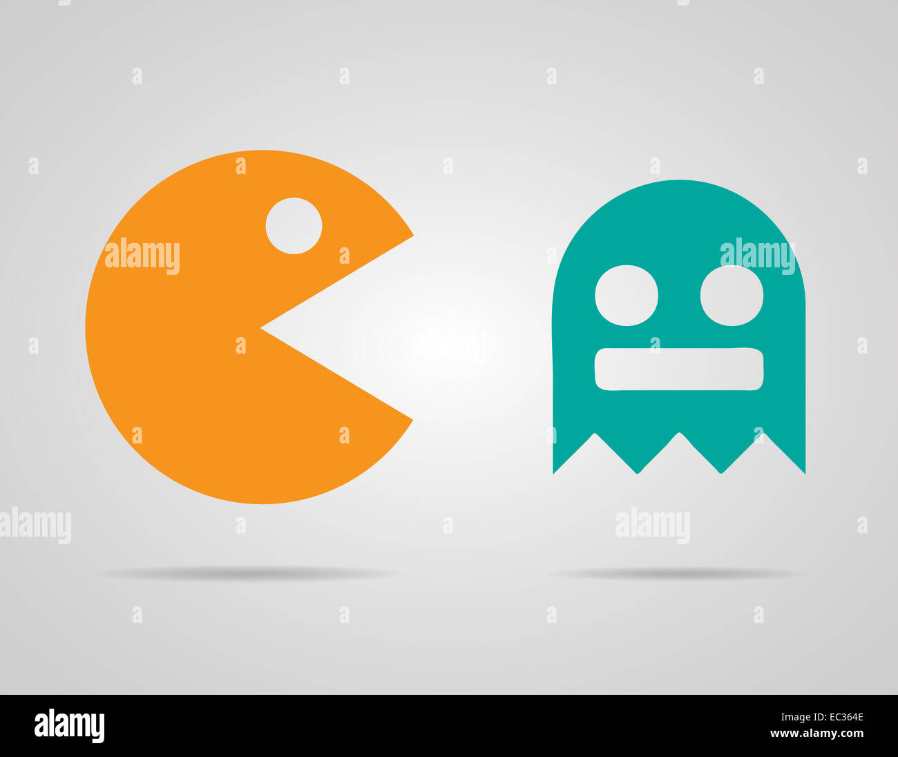 Pacman, fantasmas, 8bit de color retro juego conjunto de iconos Fotografía  de stock - Alamy