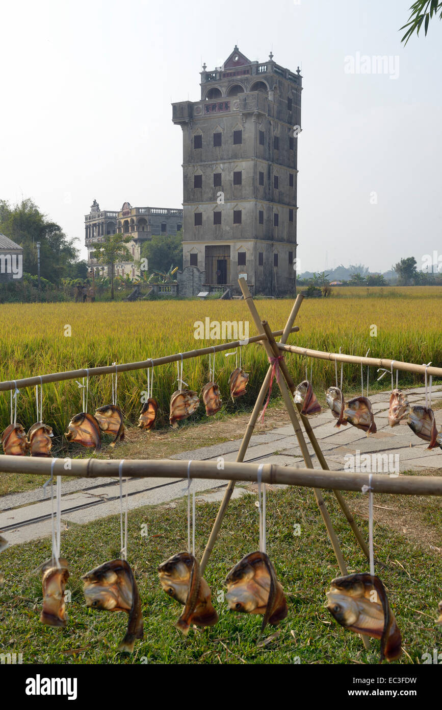 La Kaiping diaolou y aldeas fueron añadidos a la lista de sitios del Patrimonio Mundial de la UNESCO en 2007. Foto de stock