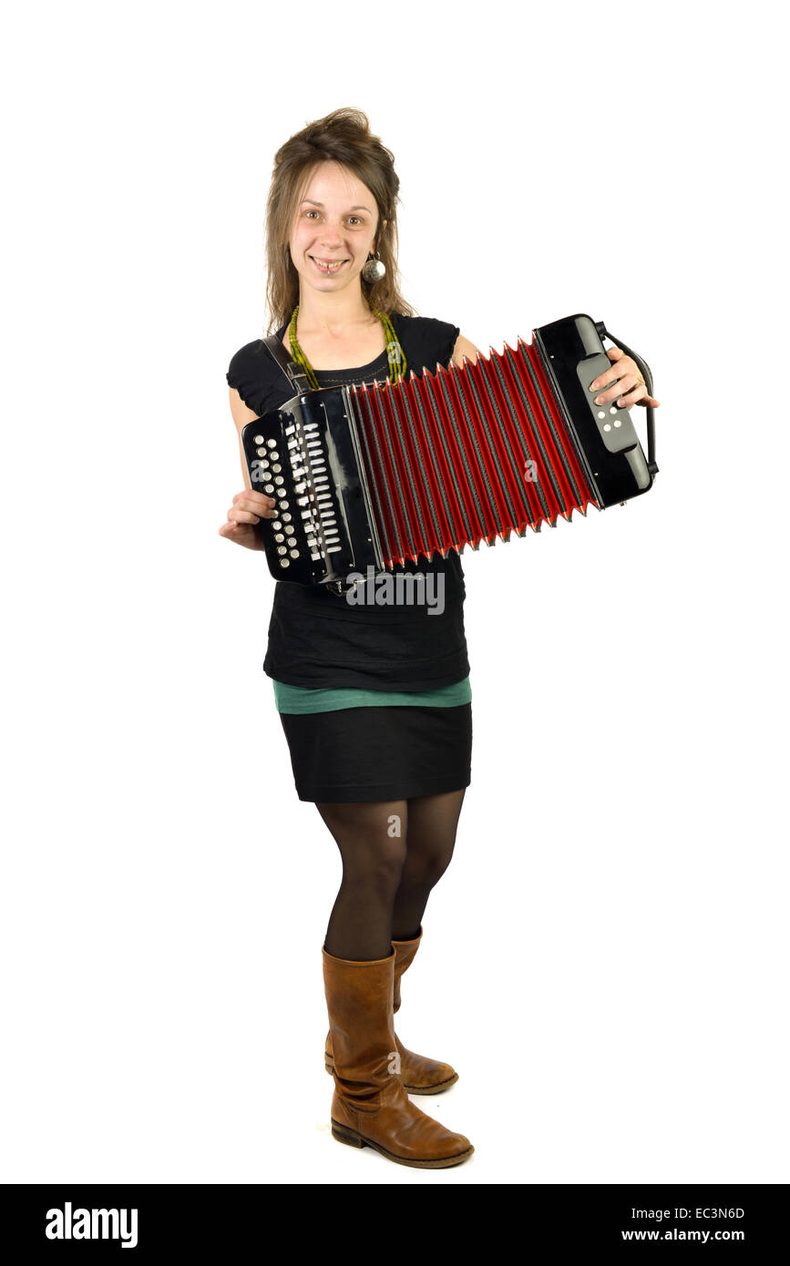 Una mujer tocando el acordeon fotografías e imágenes de alta resolución ...