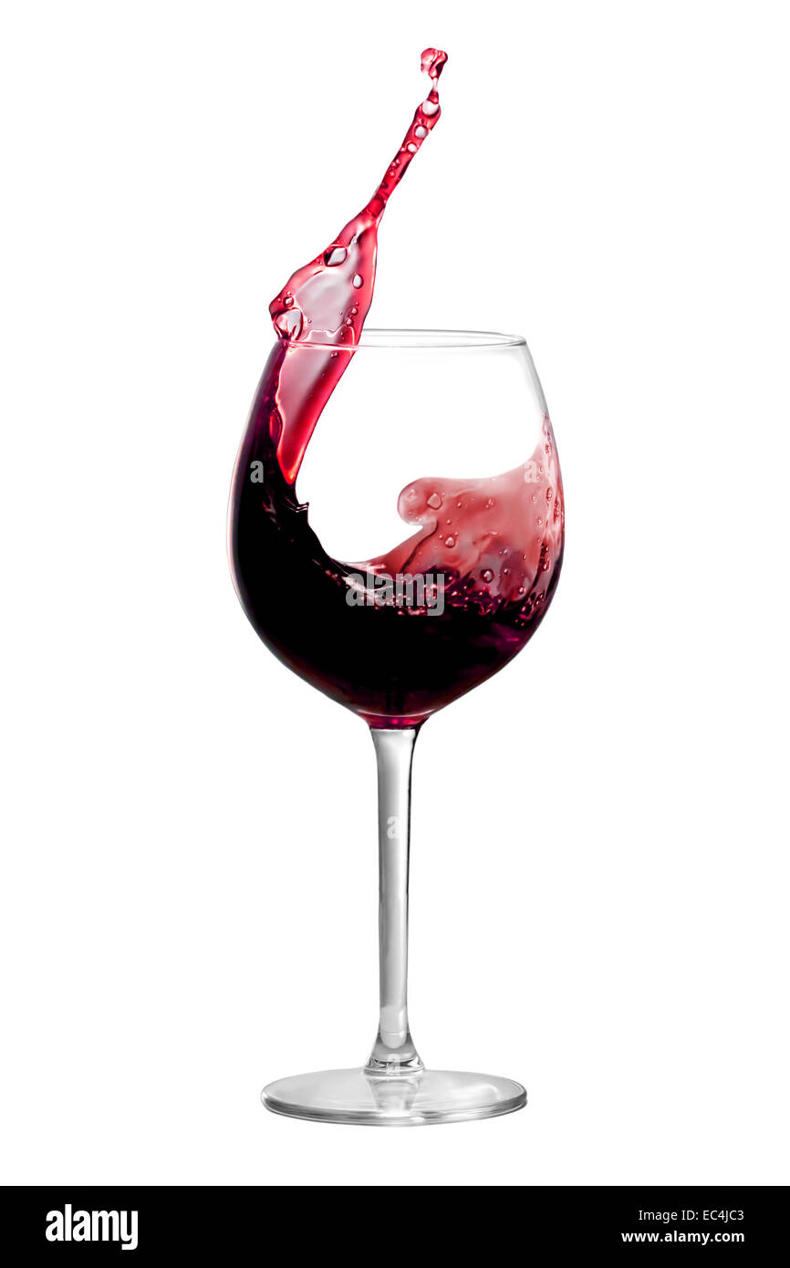 El vino tinto es proyección de una copa de vino Foto de stock