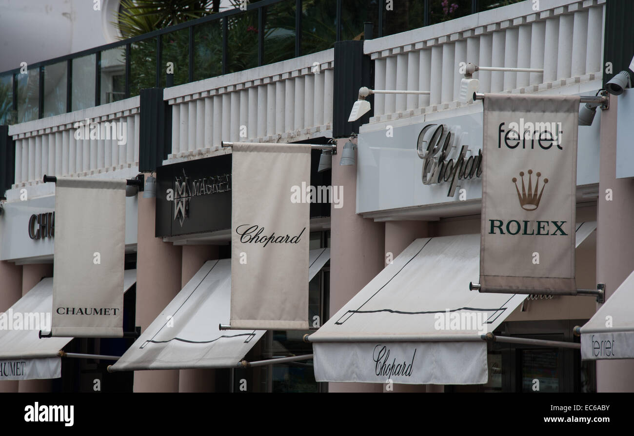 Boutiques de diseñadores en Cannes, Francia, Riviera Foto de stock