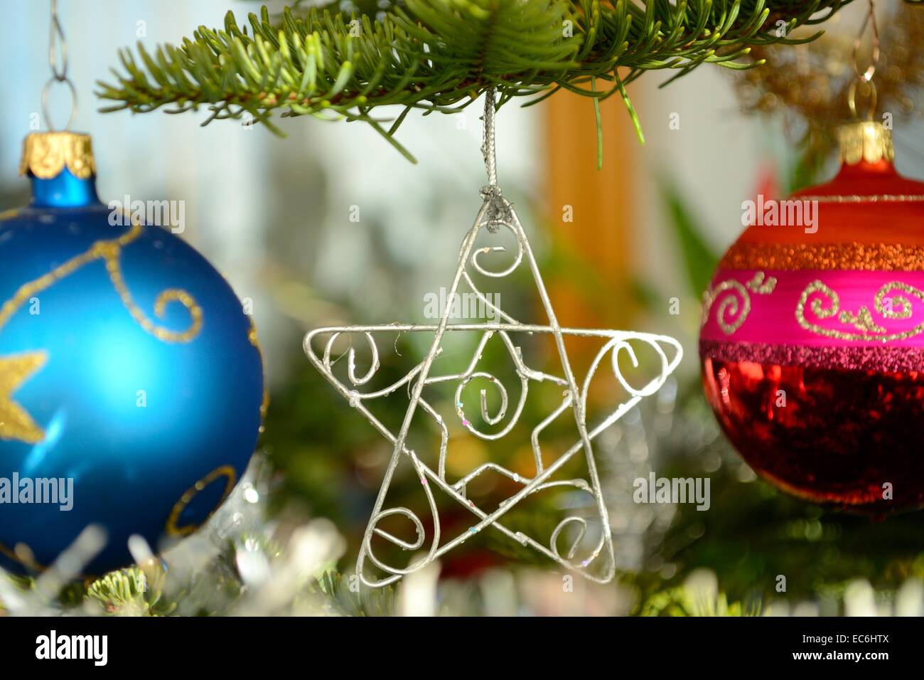 Close-up de decoraciones de Navidad Foto de stock