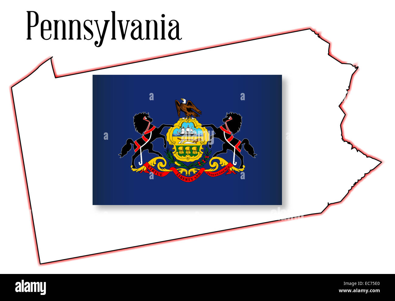 Mapa de contorno del estado de Pennsylvania Fotografía de stock Alamy