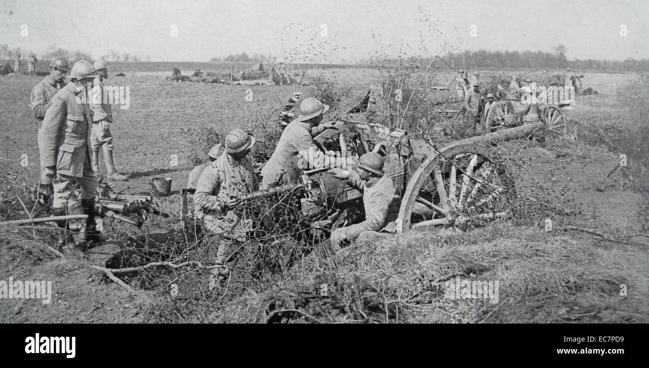La artillería francesa durante la primera guerra mundial Foto de stock