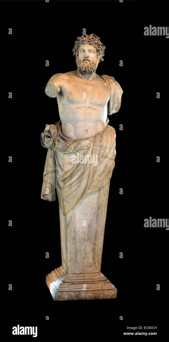Estatua de mármol de la deidad barbado Busto de Júpiter Foto de stock