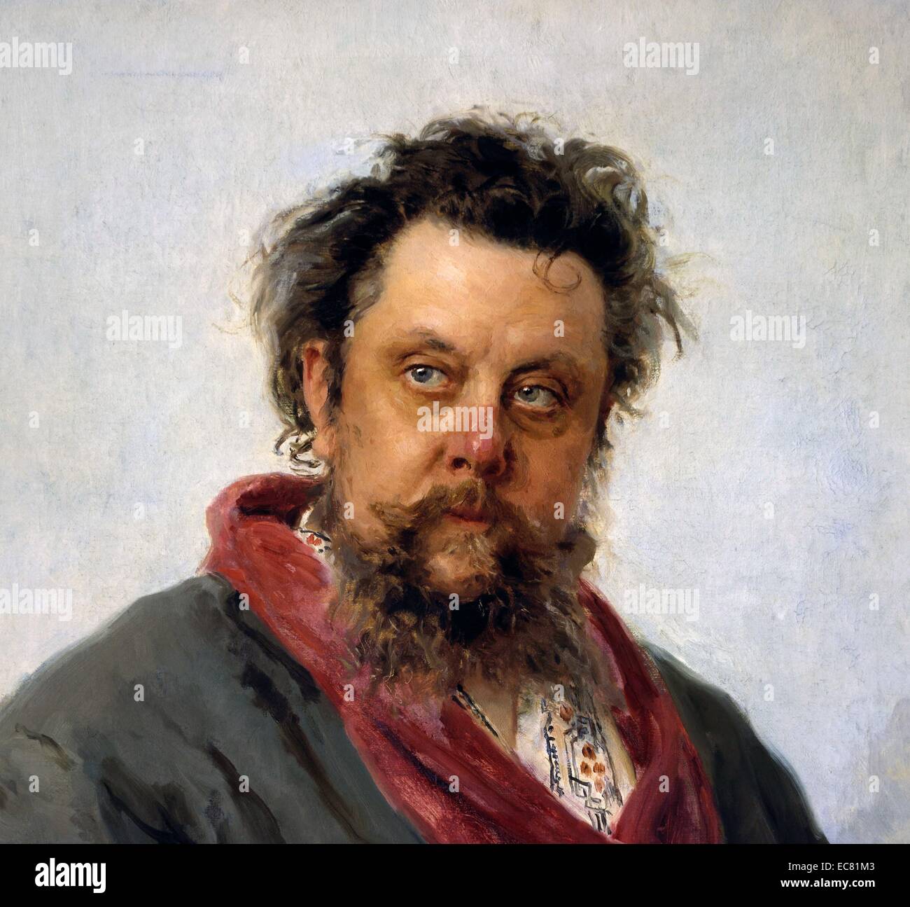 Retrato de un modesto Petrovich Mussorgsky (1839-1881), compositor ruso, uno del grupo conocido como "Los Cinco". Con fecha de 1865. Foto de stock
